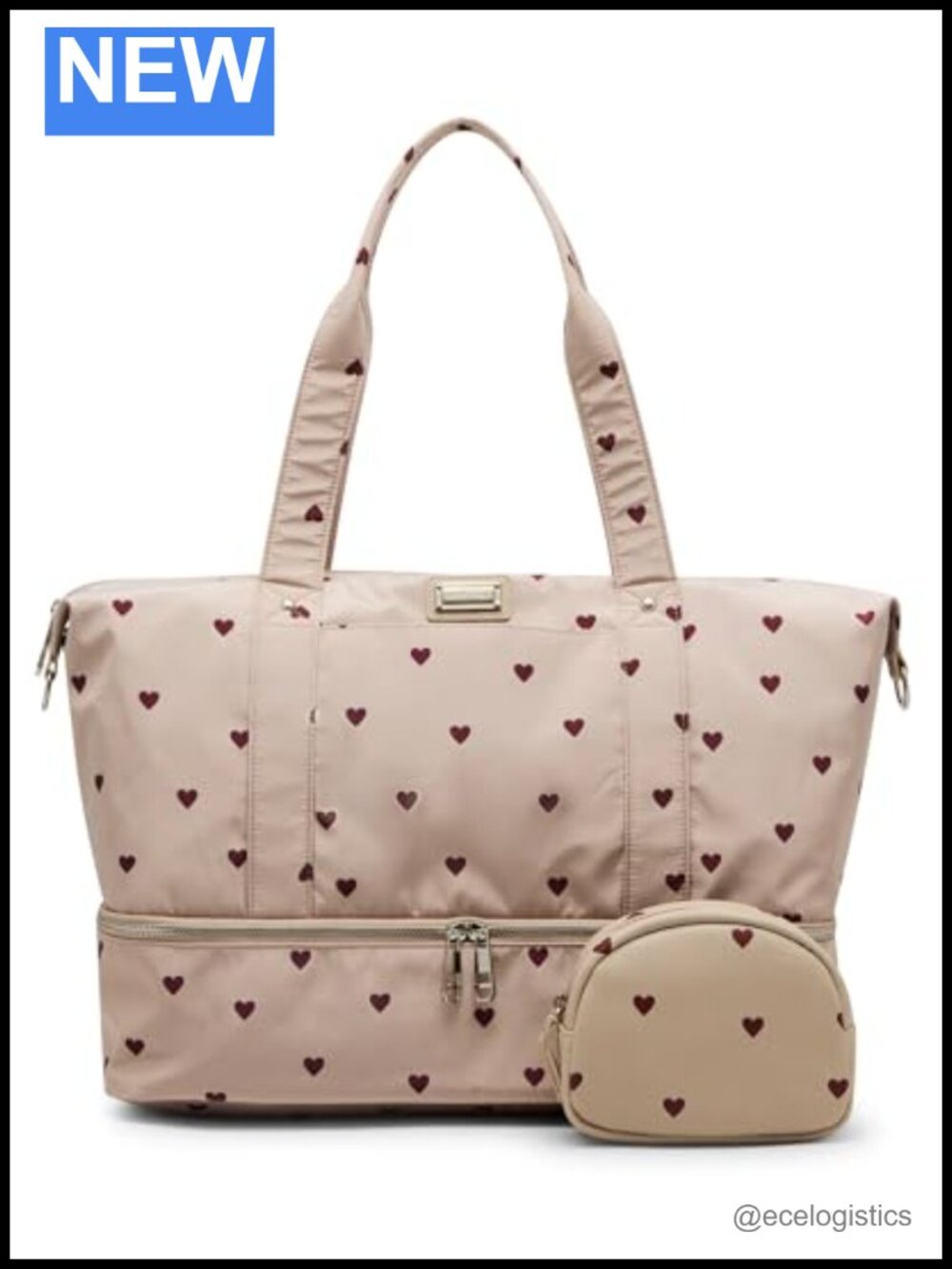 Nylon Weekender Bag with Adjustable Strap, Roomy Travel Satchel